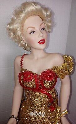 2 Franklin Marilyn Monroe Heirloom Red & RED & GOLD Dress Porcelain Doll figurs