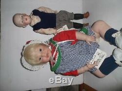 2 Porcelain Dolls By Annie Set Large Baby Watermelon Doll German Neubach Vintage