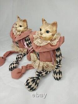2 Rare Vintage Katherine's Collection Cat Dolls Porcelain Wayne Kleski