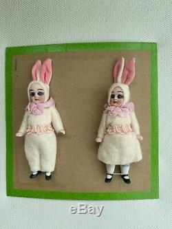 2 antique porcelain dolls on a sales card-Hertwig& Co