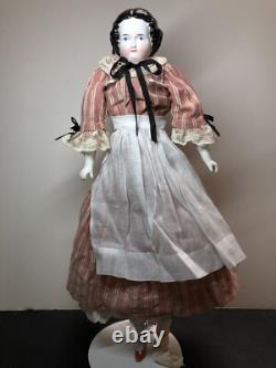 20 Antique German Porcelain China Head Doll AW Kister High Brow 1860-80's #A