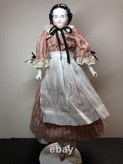 20 Antique German Porcelain China Head Doll AW Kister High Brow 1860-80's #A
