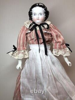 20 Antique German Porcelain China Head Doll AW Kister High Brow 1860-80's #A