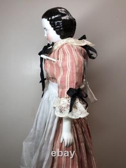 20 Antique German Porcelain China Head Doll AW Kister High Brow 1860-80's #A