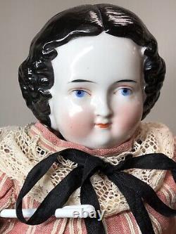 20 Antique German Porcelain China Head Doll AW Kister High Brow 1860-80's #A