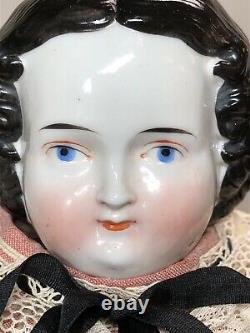 20 Antique German Porcelain China Head Doll AW Kister High Brow 1860-80s #A