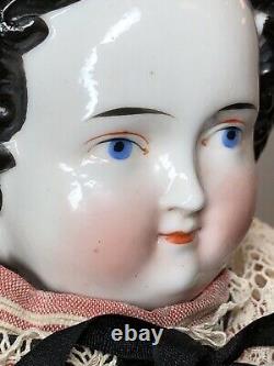 20 Antique German Porcelain China Head Doll AW Kister High Brow 1860-80s #A