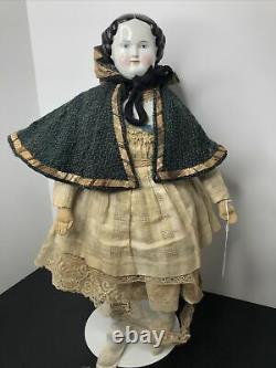 21.5 Antique German Bisque China Head Doll Kestner 1870s Original Cloth Body L