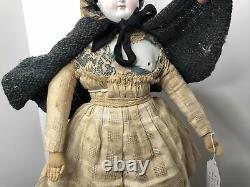 21.5 Antique German Bisque China Head Doll Kestner 1870s Original Cloth Body L