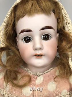 22 Antique German Bahr & Proschild Bisque Doll Leather Body Brown Stat Eyes #L