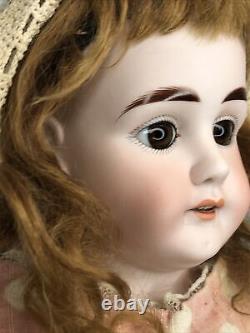 22 Antique German Bahr & Proschild Bisque Doll Leather Body Brown Stat Eyes #L