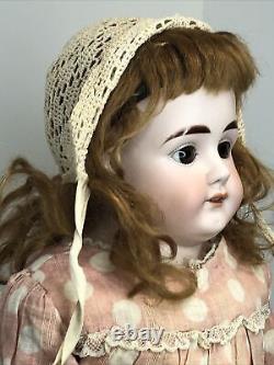 22 Antique German Bahr & Proschild Bisque Doll Leather Body Brown Stat Eyes #L