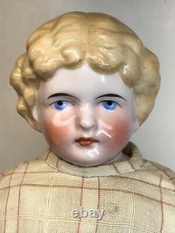 22 Antique German Bisque Kling 1870 China Head Beautiful Coloring Blonde #A