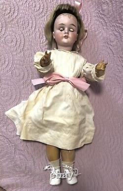 22 Antique German Doll Marked Pansy I George Borgfeldt Bisque Human Hair