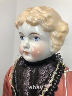 22 Antique Porcelain German China Head Kling Bell Blonde Early Cloth Body #SC5