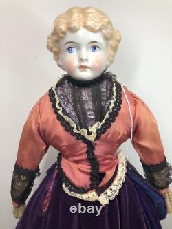 22 Antique Porcelain German China Head Kling Bell Blonde Early Doll Body #SC5
