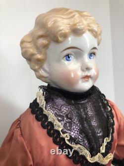22 Antique Porcelain German China Head Kling Bell Blonde Early Doll Body #SC5