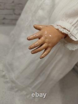 22 Waklure Germany Flawless Bisque Head Doll, Great Compo Body, Whitework Dress