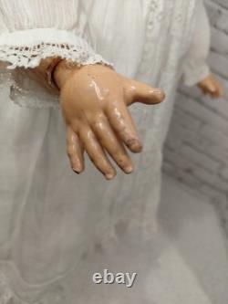 22 Waklure Germany Flawless Bisque Head Doll, Great Compo Body, Whitework Dress