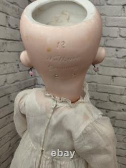 22 Waklure Germany Flawless Bisque Head Doll, Great Compo Body, Whitework Dress