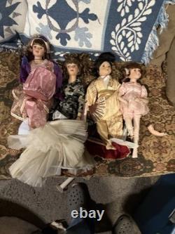 24 Vintage Porcelain Doll Lot Victorian, Native American & More Antique