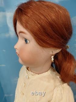 25 K Star R Simon Halbig Bisque Head Doll, Antique Dress