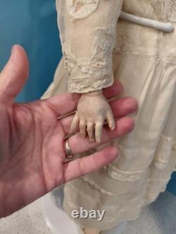 25 K Star R Simon Halbig Bisque Head Doll, Antique Dress