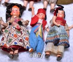 3.5 4 Hertwig German Miniature Doll Ethnic Painted Bisque Antique Lot of 16