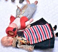 3.5 4 Hertwig German Miniature Doll Ethnic Painted Bisque Antique Lot of 16