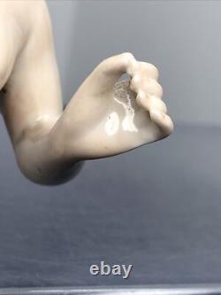 3.5 Antique German Bisque Half 1/2 Doll Lady 22674 With Bun Extended Arms #CC