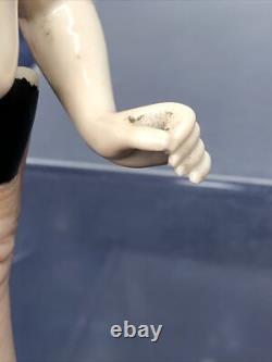 3.5 Antique German Bisque Half 1/2 Doll Lady 22674 With Bun Extended Arms #CC