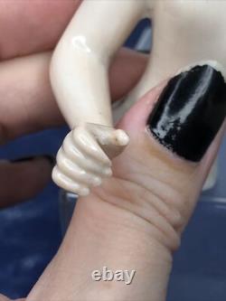 3.5 Antique German Bisque Half 1/2 Doll Lady 22674 With Bun Extended Arms #CC