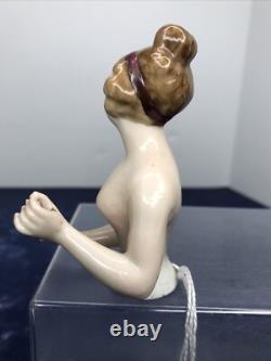 3.5 Antique German Bisque Half 1/2 Doll Lady 22674 With Bun Extended Arms #CC
