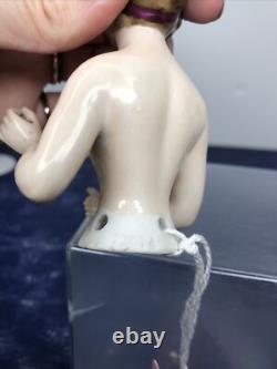 3.5 Antique German Bisque Half 1/2 Doll Lady 22674 With Bun Extended Arms #CC