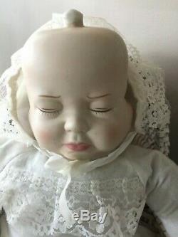 3 Faces of Eve Porcelain Doll Vintage Rare Happy Sad Sleeping with Basket 21