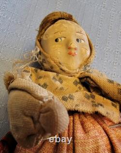 3 OLD Cloth Composition Porcelain Dolls 13 1/2 8 4 Russian Peasant Boudoir