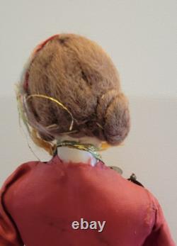 3 OLD Cloth Composition Porcelain Dolls 13 1/2 8 4 Russian Peasant Boudoir