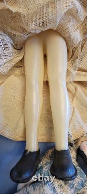 3 OLD Cloth Composition Porcelain Dolls 13 1/2 8 4 Russian Peasant Boudoir