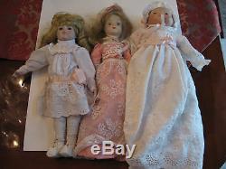 3 Old Vintage Porcelain Dolls With Unknown Origins 14 To 15 Tall
