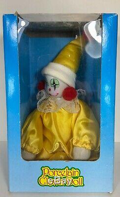 3 Vintage Porcelain Clown Dolls Original Box