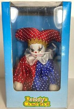 3 Vintage Porcelain Clown Dolls Original Box