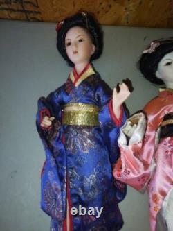 3 Vintage Rare Japanese 17 Geshia Porcelain Dolls
