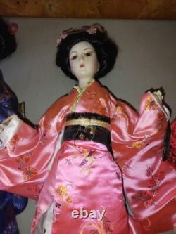 3 Vintage Rare Japanese 17 Geshia Porcelain Dolls