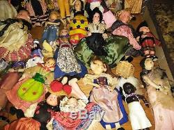 30 Antique vintage dolls lot Baitz Roddy PMI mermad w wings label shell label