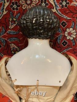 32 Antique Civil War 1860's China Head Doll With Stargazer Eyes Original Body