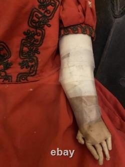 32 Antique Civil War 1860's China Head Doll With Stargazer Eyes Original Body
