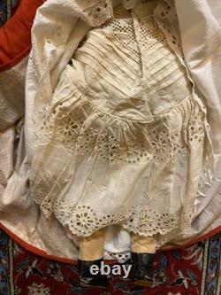 32 Antique Civil War 1860's China Head Doll With Stargazer Eyes Original Body