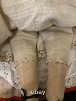 32 Antique Civil War 1860's China Head Doll With Stargazer Eyes Original Body