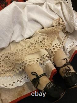 32 Antique Civil War 1860's China Head Doll With Stargazer Eyes Original Body