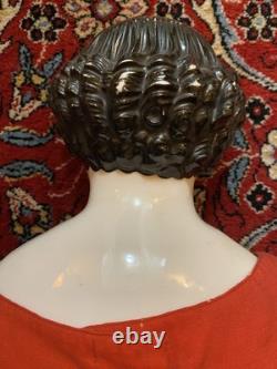 32 Antique Civil War 1860's China Head Doll With Stargazer Eyes Original Body
